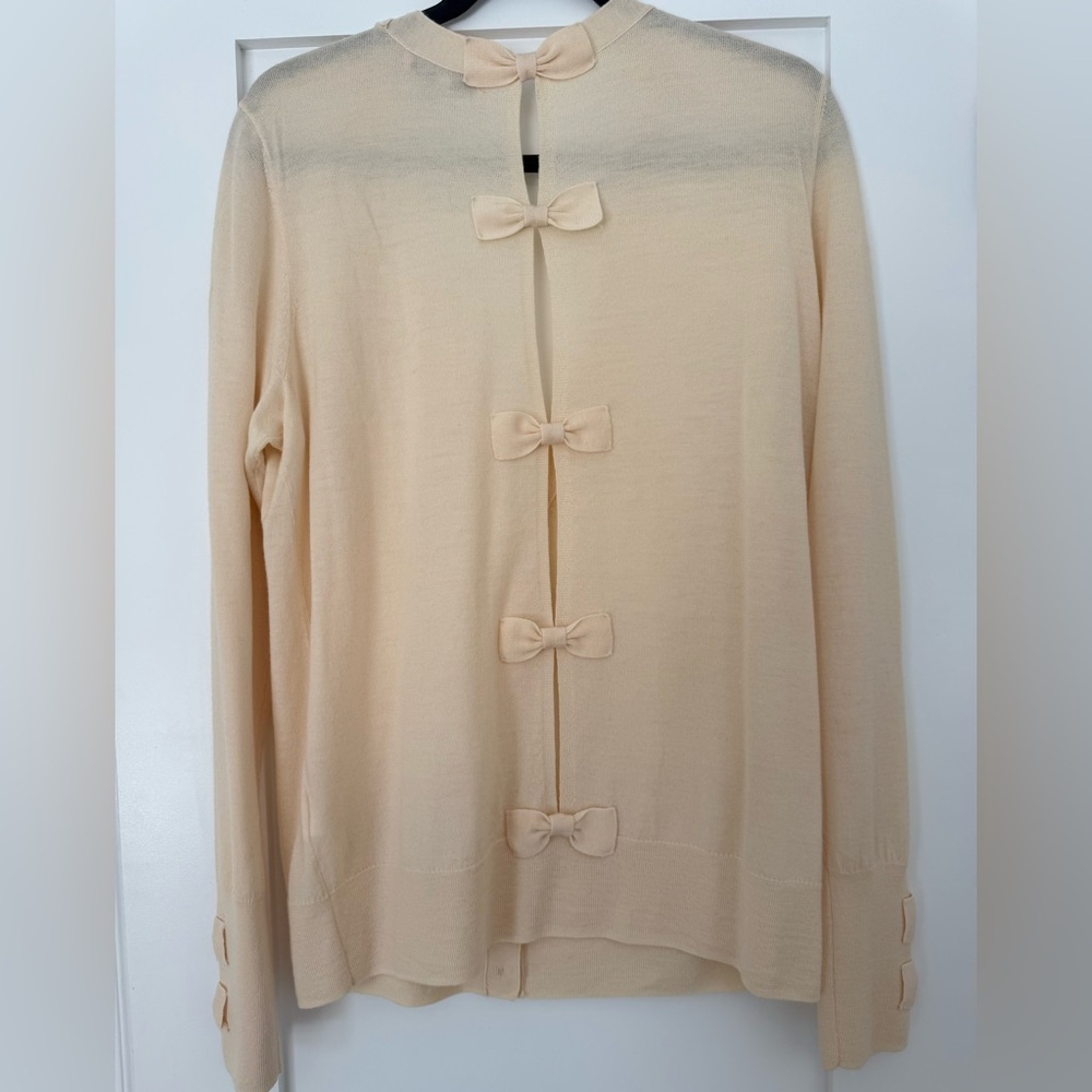 BNWOT Juicy Couture Cream Bow Cardigan XL | Y2K Feminine Back Detail Rare - Picture 2 of 3